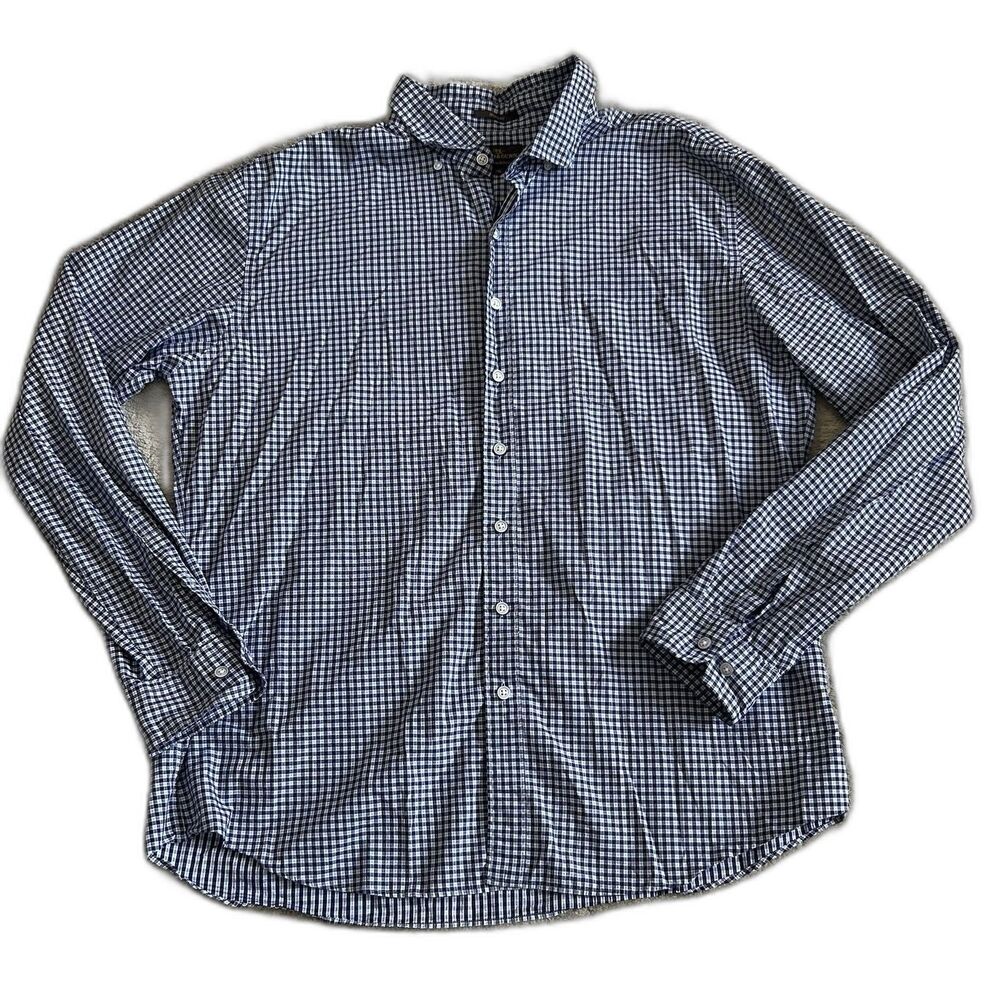 Rodd & Gunn Shirt Mens XXL Blue Plaid Button Down Sports Fit Cotton Preppy